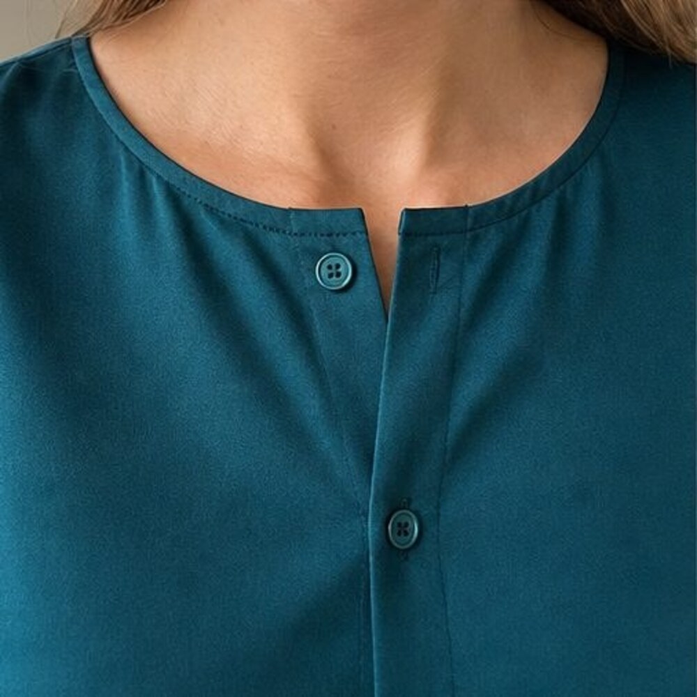 Teal Button Blouse - Picture 4 of 6